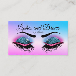 Pretty Lashes - Pink and Blue Glitter Business Card