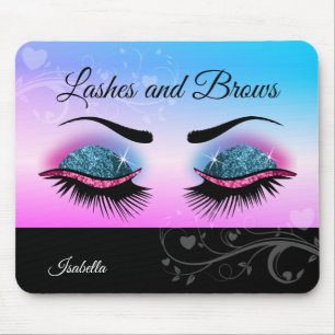 Pretty Lashes - Pink and Blue Glitter Mouse Mat