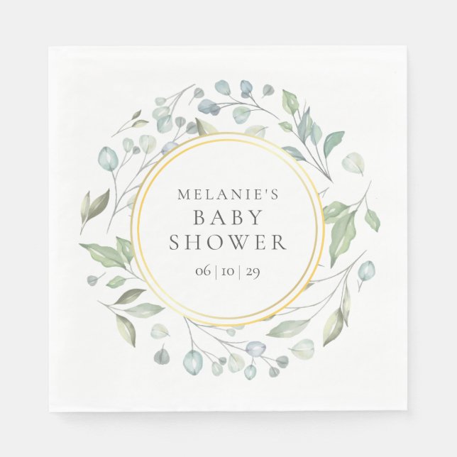 Pretty Laurel Garland Baby Shower / Sprinkle Napkin (Front)