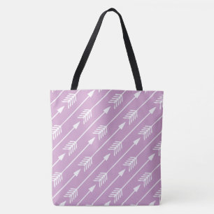 Pretty Lavender Arrows Pattern Tote Bag
