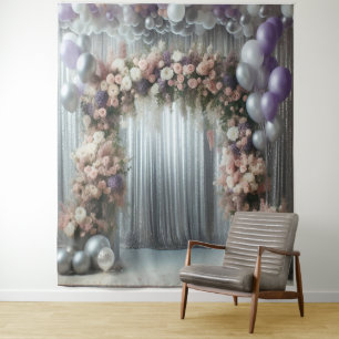 Pretty Lavender  Floral Balloon Arch Hanging Tapestry