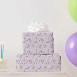 Pretty lavender floral design throw pillow wrapping paper
