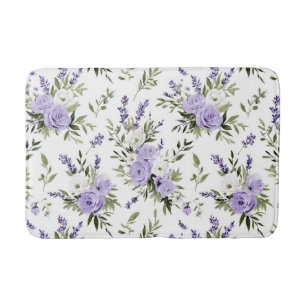 Pretty Lavender Flowers Bath Mat