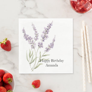 Pretty Lavender Flowers Birthday Napkin