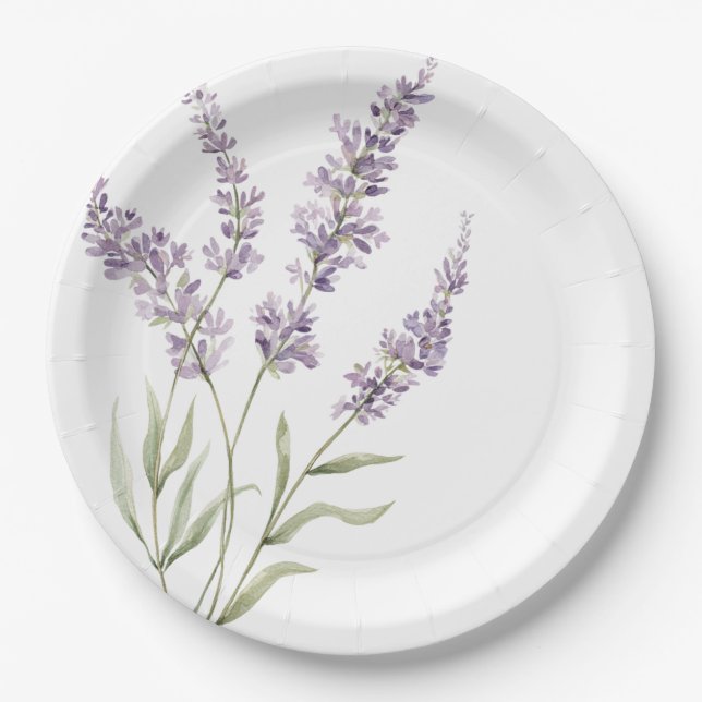 Pretty Lavender Flowers Birthday Paper Plate (Front)