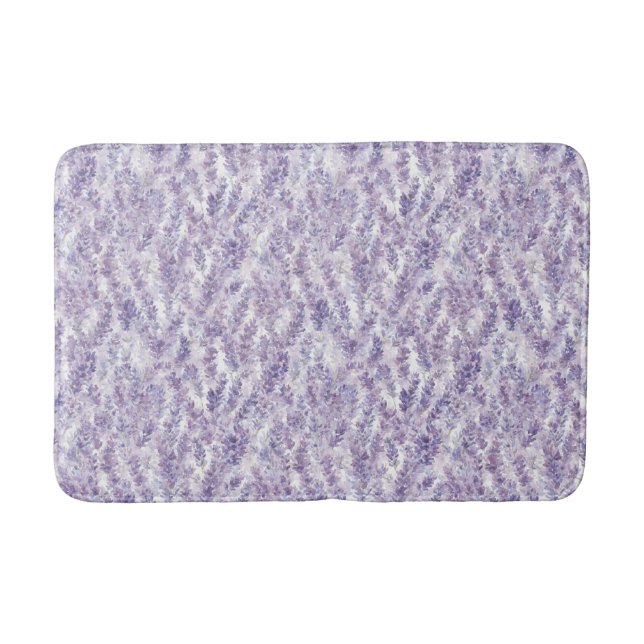 Pretty Lavender Flowers Bridal Shower Bath Mat (Front)