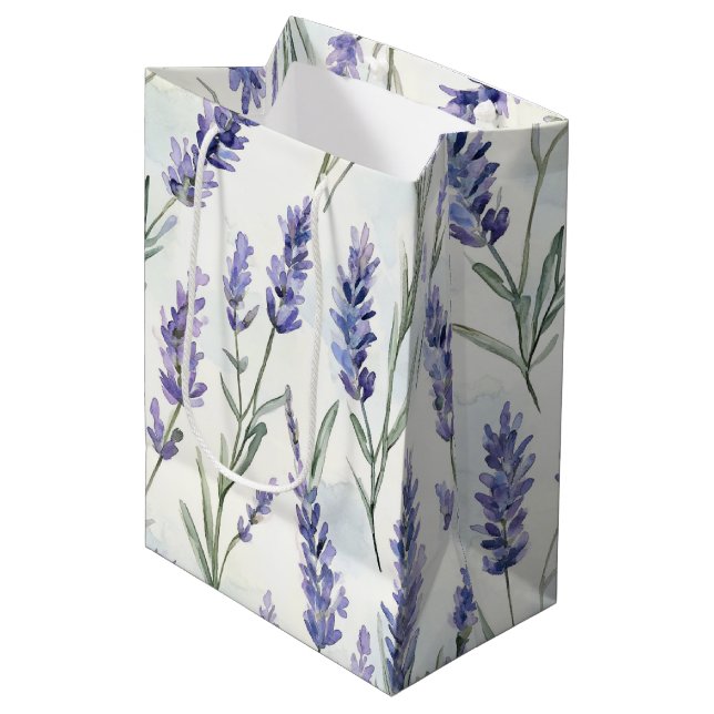 Pretty Lavender Flowers Bridal Shower Medium Gift Bag (Front Angled)