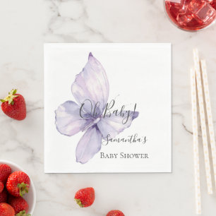 Pretty Lavender Flowers Butterfly Baby Shower Napkin