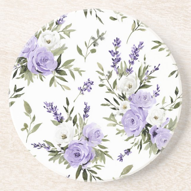 Pretty Lavender Flowers Coaster (Front)