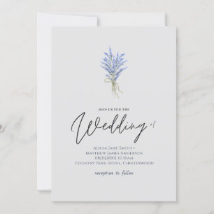 Pretty Lavender Flowers Handwriting Style Wedding