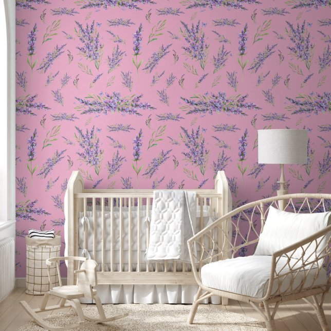 Pretty Lavender Flowers on Pink Background | Wallpaper (Kids)