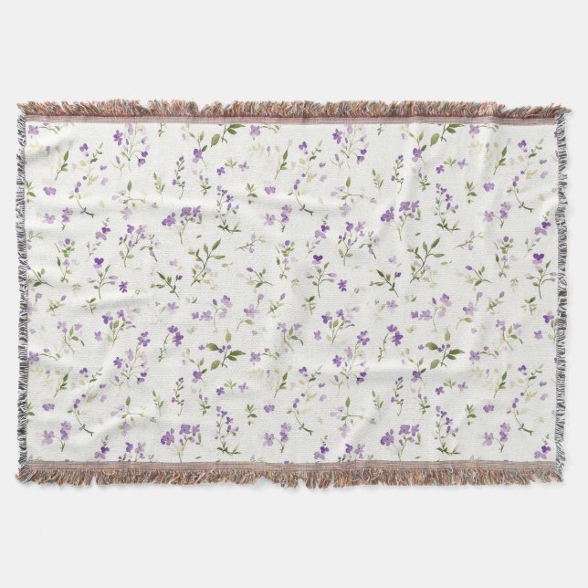 Pretty Lavender Flowers Throw Blanket (Front)