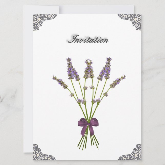 Pretty Lavender Lace Wedding Invitations (Front)