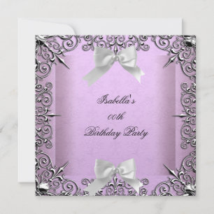 Pretty Lavender Lilac Silver White Birthday Party Invitation