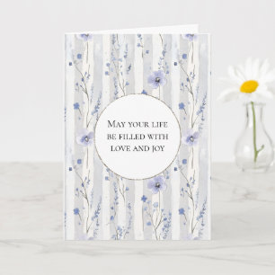 Pretty Lavender Lilac White Floral Stripes Card