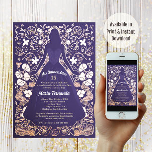 Pretty Lavender Mis Quince Años Quinceañera Invitation