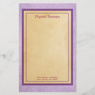 Pretty Lavender Pattern with Parchment Texture Stationery