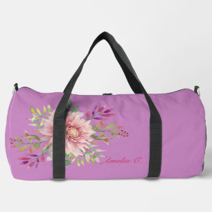 Pretty Lavender & Pink Floral Duffle Bag