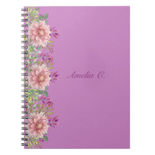 Pretty Lavender & Pink Pastel Watercolor Floral Notebook
