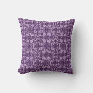 Pretty Lavender Purple Lace Pattern Monogrammed Cushion