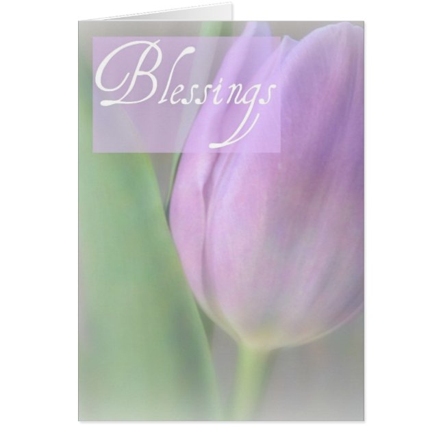 Pretty Lavender Tulip Blessings Card (Front)