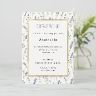 Pretty Lavender White Flowers Bridal Shower Invitation