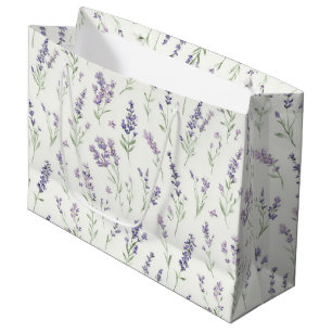 Pretty Lavender White Flowers Bridal Shower Large Gift Bag