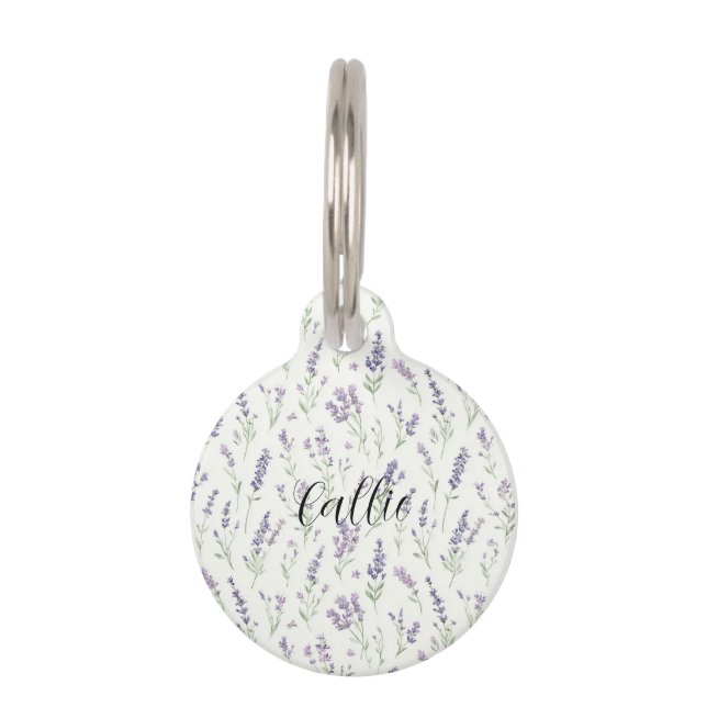 Pretty Lavender White Flowers   Pet Tag (Front)