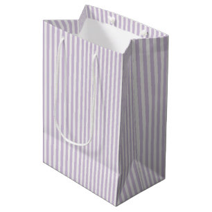 Pretty Lavender White Stripes Bridal Shower Medium Gift Bag