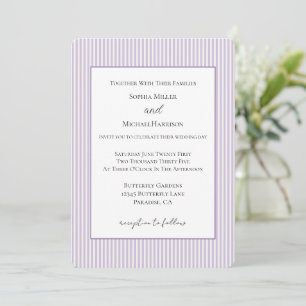 Pretty Lavender White Stripes Wedding Invitation