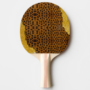 Pretty Leather Cheetah Animal Print With Glitter Ping Pong Paddle