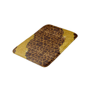 Pretty Leather Giraffe Animal Print With Glitter Bath Mat