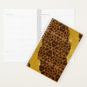 Pretty Leather Giraffe Animal Print With Glitter Planner
