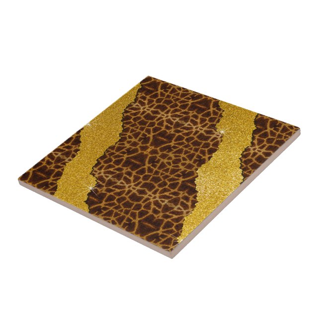 Pretty Leather Giraffe Animal Print With Glitter Tile (Side)