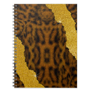 Pretty Leather Leopard Animal Print With Glitter Notebook