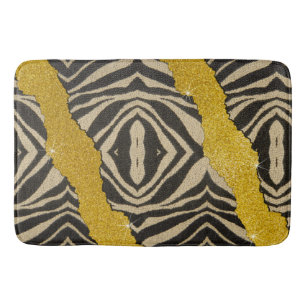Pretty Leather Zebra Animal Print With Glitter Bath Mat