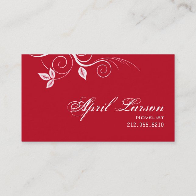 Pretty Leaves 1 - Novelist Writer Business Card (Front)