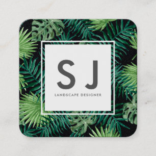 Pretty Leaves Flower Botanical Landscape Designer Square Business Card
