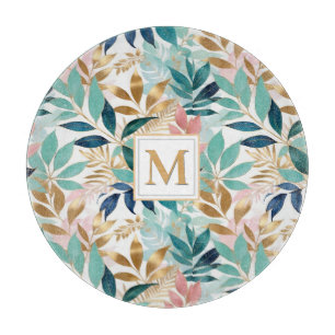 Pretty Leaves Patterned Summer Pastel Elegant Chic Cutting Board
