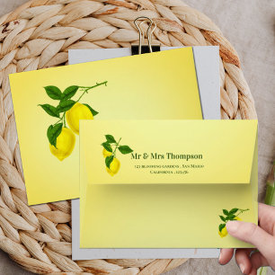 Pretty Lemon Bright Yellow Elegant Citrus Wedding Envelope