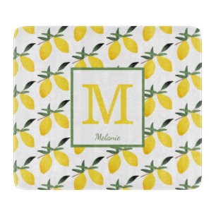 Pretty Lemon Monogram Name Cutting Board