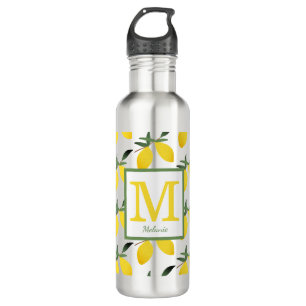 Pretty Lemon Monogram Name Water Bottle