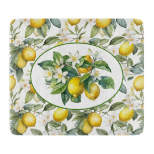 Pretty Lemon Tree Watercolor Art Cutting Board