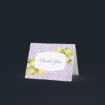 Pretty Lemons Lilac Purple Baby Shower Photo Thank You Card<br><div class="desc">Thank your guests with these pretty cards featuring watercolor lemons and a background pattern in lavender and white.</div>