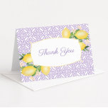 Pretty Lemons Lilac Purple Baby Shower Photo Thank You Card<br><div class="desc">Thank your guests with these pretty cards featuring watercolor lemons and a background pattern in lavender and white.</div>