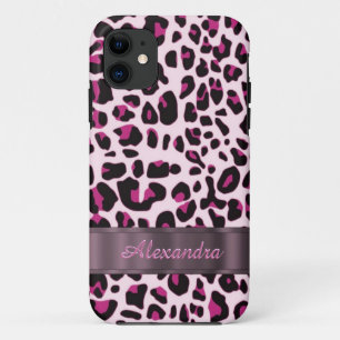 Pretty leopard animal print personalised iPhone 11 case