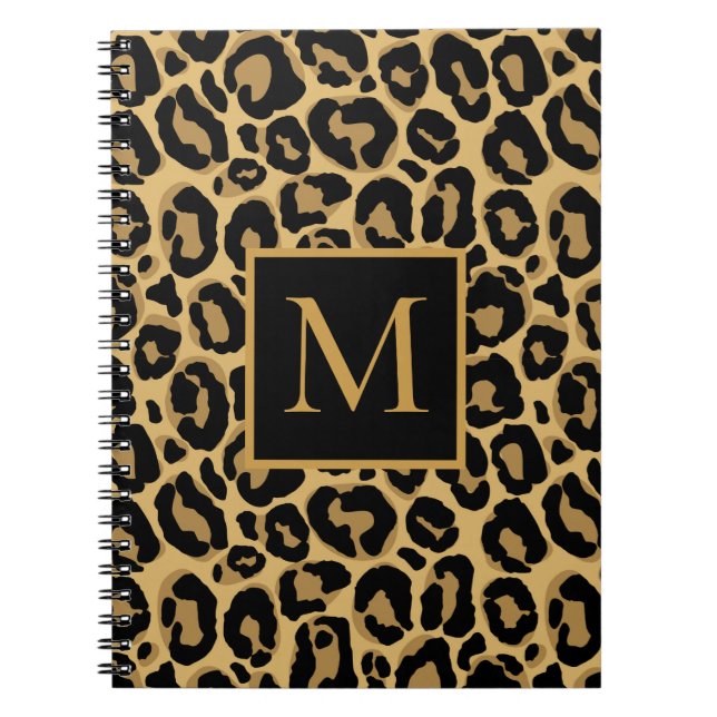Pretty Leopard Monogram Name   Notebook (Front)