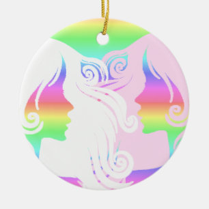Pretty LGBT Lesbians Personalised Ornament