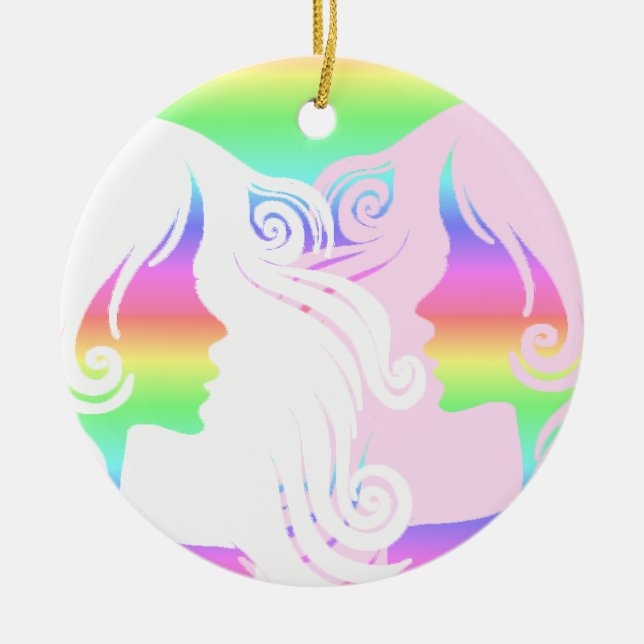 Pretty LGBT Lesbians Personalised Ornament (Front)