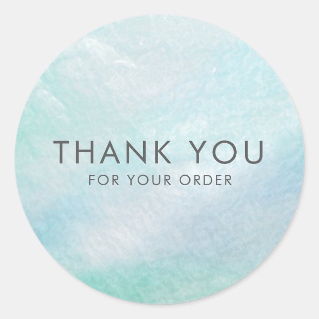 Pretty Light Aqua Blue Thank You Mother of Pearl Classic Round Sticker (Front)